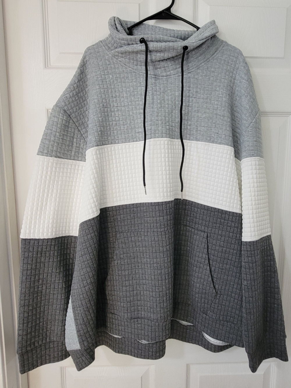 NFINITY Gray, White & Dark Gray Colorblock Waffle Hoodie